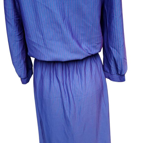 Vintage New Division Blue Red Stripe Belted Shirt Dress Day Dress Size 9 / 10 - Picture 12 of 16